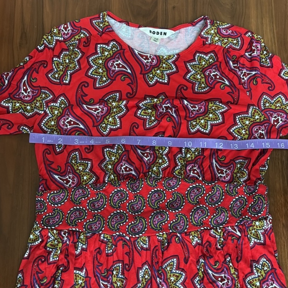 Boden Thea Long Sleeve Midi Dress
Red, Paisley Amaryllis Size US 8 - Picture 10 of 11